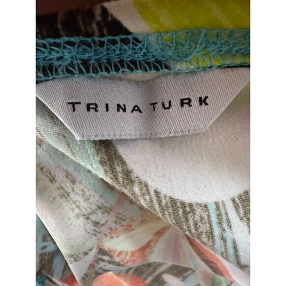 Trina Turk Womens Multicolor Floral Blouse With Elastic Waist & Bishop Sleeves - Picture 14 of 16